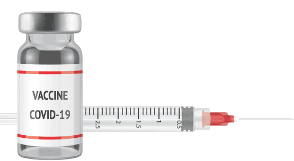 Illustration of COVID vaccine and needle. Learn more about what employers can and cannot require of employees in this article by Employment Attorney Peter Langdon